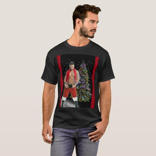 Camiseta Natal dos Papais noeis Hunk Buff mais quentes (Frente Completa)