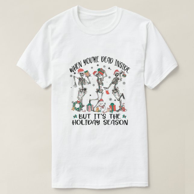 Camiseta Natal dos Skeletons Dançantes. (Frente do Design)