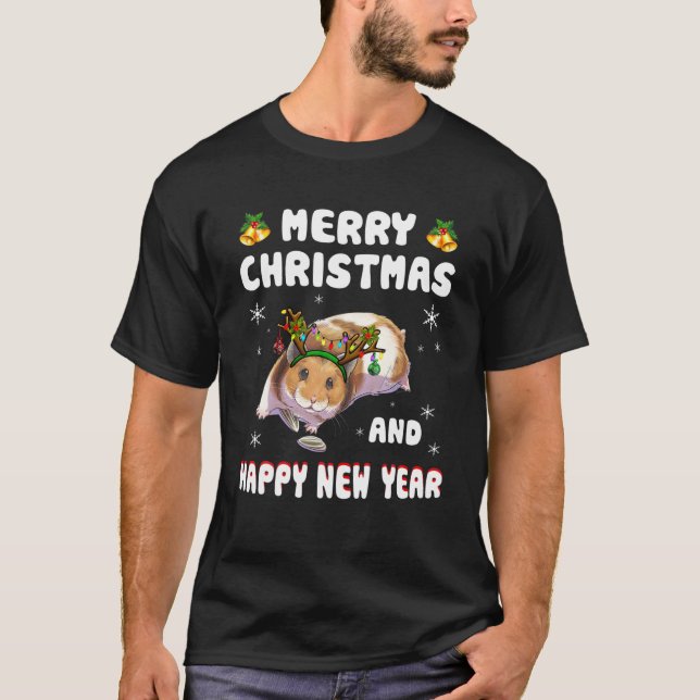 Camiseta Natal E Ano Novo Do Porco-Guiné - Presente Para O  (Frente)