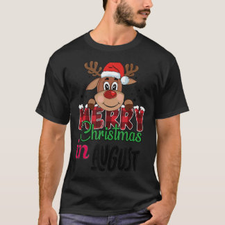 Camiseta Natal em agosto Flamingo Rosa Rosa em Santa Soma d