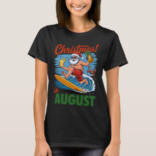 Camiseta Natal Em Férias De Verão De Agosto Papais noeis En