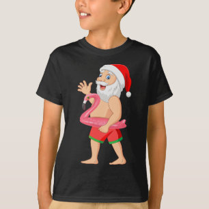 Camiseta Natal em Flamingo Flutuante Natal em Julho Engraça