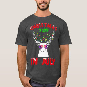 Camiseta Natal Em Julho 2022 Rena Neve Alegre Papai Noel S
