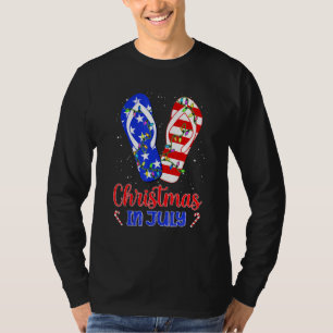 Camiseta Natal Em Julho 4 De Julho Chinelo Bandeira Dos EU