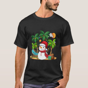 Camiseta Natal Em Julho Boneco de Neve Na Palmeira Tropical