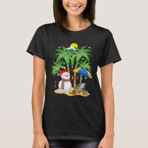 Camiseta Natal Em Julho Boneco de Neve Na Palmeira Tropical