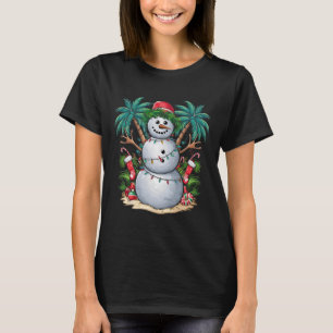 Camiseta Natal Em Julho Boneco De Neve Palmeira De Verão Tr