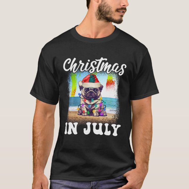 Camiseta Natal em julho Cachorro Lover Xmas Engraçado Pug M (Frente)