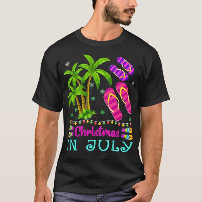 Camiseta Natal Em Julho Chinelos De Natal Feias Verão (Frente)