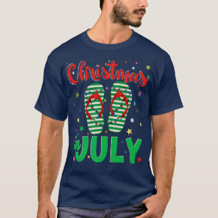 Camiseta Natal em julho Chinelos Engraçado Praia Verão