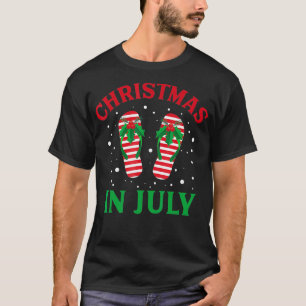 Camiseta Natal em julho Chinelos Engraçado Praia Verão