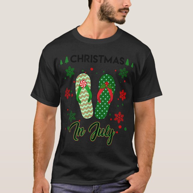 Camiseta Natal em julho Chinelos Férias de Verão Praia (Frente)