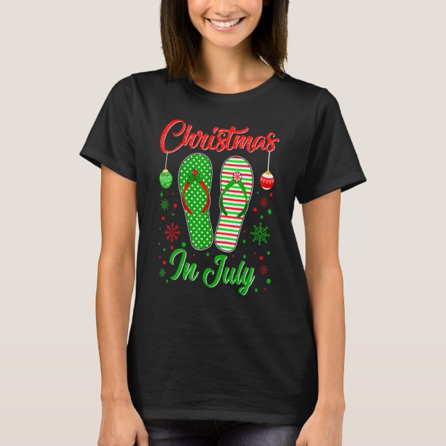Camiseta Natal Em Julho Chinelos Férias De Verão Praia (Frente)