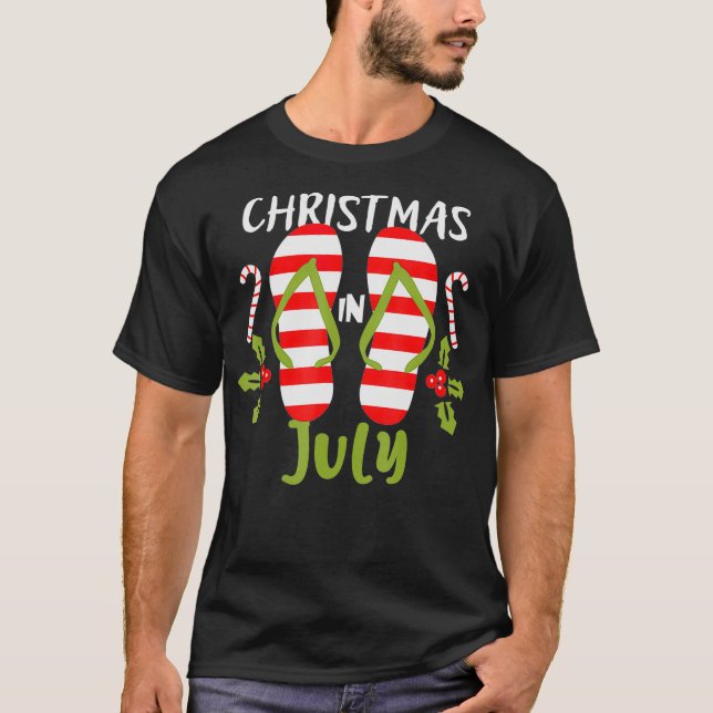 Camiseta Natal em julho Chinelos Verão Praia Homens do Nata (Frente)