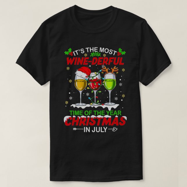 Camiseta Natal Em Julho Coquetel Maioria Do Vinho Hora Derr (Frente do Design)