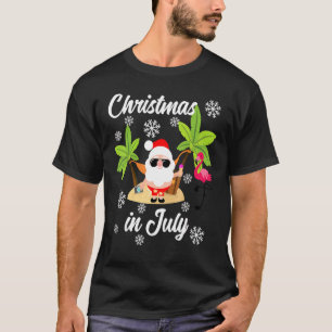 Camiseta Natal Em Julho De Flamingo E Havaí