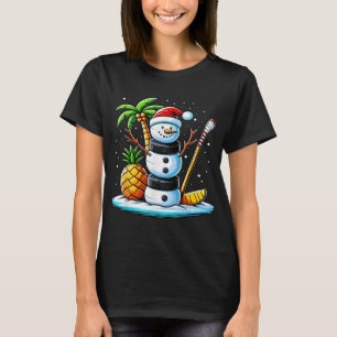 Camiseta Natal Em Julho De Hockey Snowman Engraçado Chri