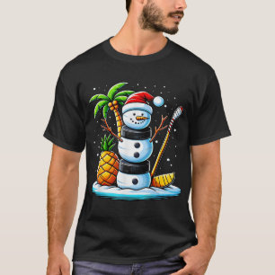 Camiseta Natal Em Julho De Hockey Snowman Engraçado Chri