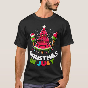 Camiseta Natal Em Julho De Melancia De Verão Árvore De Pico