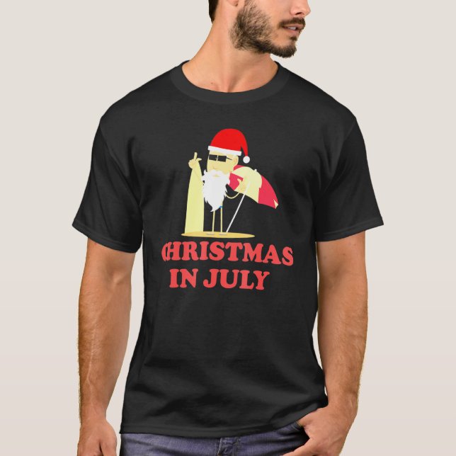 Camiseta Natal Em Julho De Verão O Surfboard Do Papai Noel  (Frente)