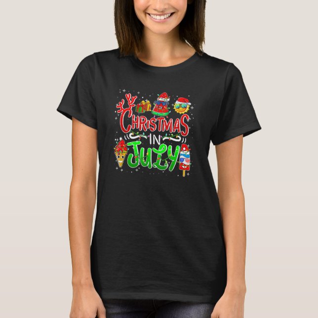 Camiseta Natal Em Julho De Watermelon Santa Hat Family Ice (Frente)