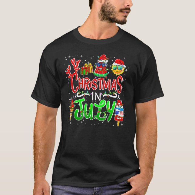Camiseta Natal Em Julho De Watermelon Santa Hat Family Ice (Frente)
