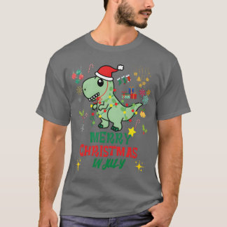 Camiseta Natal em julho Dinossauro do Natal Re Retro Natal