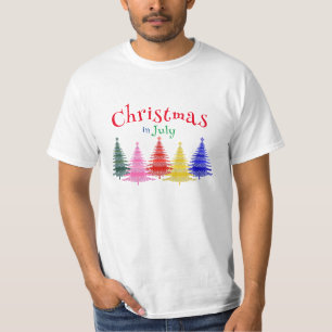 Camiseta Natal em julho Diversão Colorida