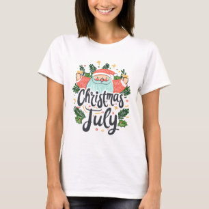 Camiseta Natal em Julho Diversão & Design Festivo de Papai