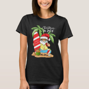 Camiseta Natal Em Julho Divertido Papai Noel Verão Melancia