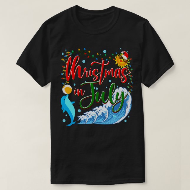 Camiseta Natal em julho Dolphin engraçado (Frente do Design)