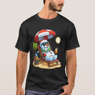 Camiseta Natal Em Julho Engraçado Snowman Summer Fun Beach