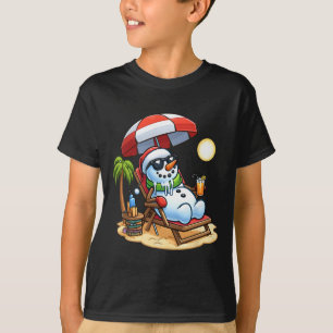 Camiseta Natal Em Julho Engraçado Snowman Summer Fun Beach 