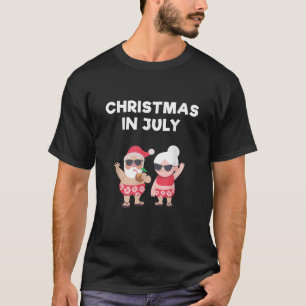 Camiseta Natal Em julho Engraçado Sr. e Sra. Papai Noel Bea