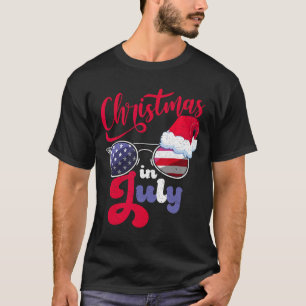 Camiseta Natal Em Julho EUA Óculos Americano Chapéu De Papa