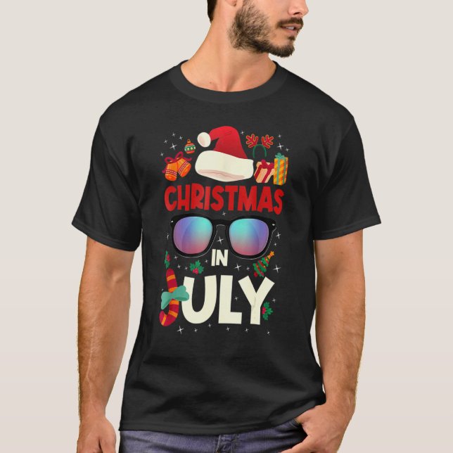 Camiseta Natal Em Julho Feliz Papais noeis De Verão De Nata (Frente)