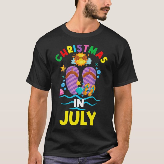 Camiseta Natal Em Julho Férias De Verão Da Família Havaiana (Frente)