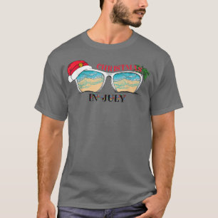 Camiseta Natal em julho Férias de Verão Óculos de sol com