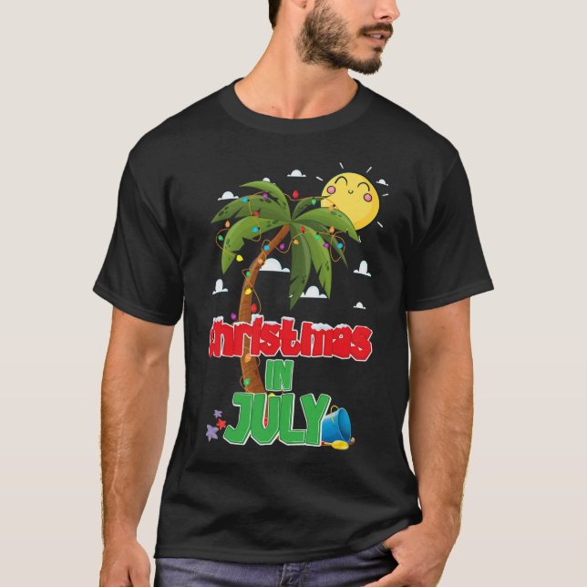 Camiseta Natal Em Julho Férias De Verão Praia Natal Holid (Frente)