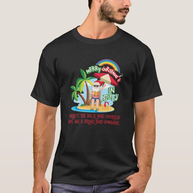 Camiseta Natal Em Julho Festa De Piscina Papais noeis De Fé (Frente)