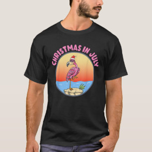 Camiseta Natal Em Julho Flamingo Em Santa Hat Crianças Todd