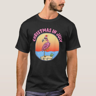 Camiseta Natal Em Julho Flamingo Em Santa Hat Crianças Todd