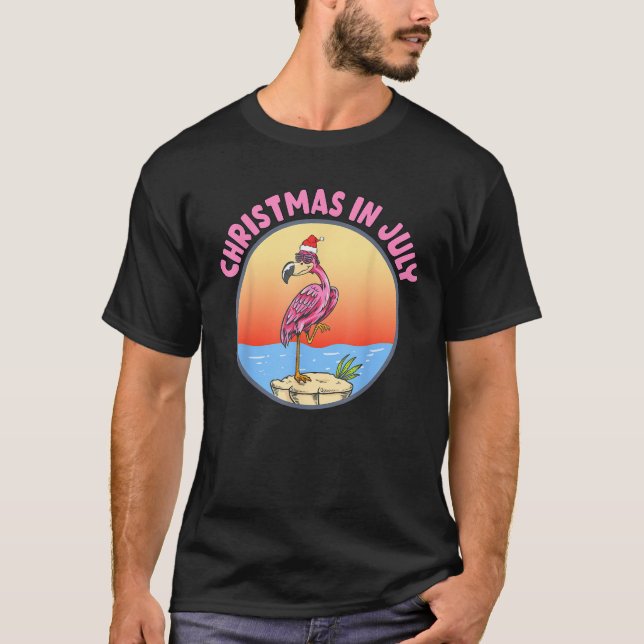 Camiseta Natal Em Julho Flamingo Em Santa Hat Crianças Todd (Frente)