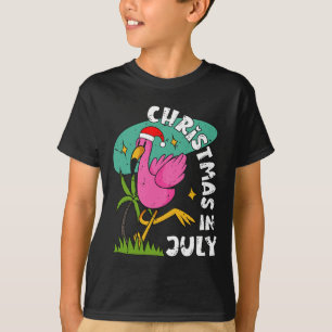 Camiseta Natal Em Julho Flamingo Fofo Praia Verão Chris