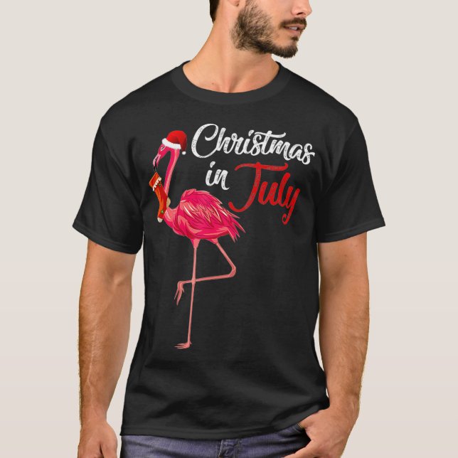 Camiseta Natal em julho flamingo Hello Summer Beach Vaca (Frente)