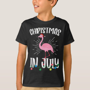 Camiseta Natal Em Julho Flamingo Papai Noel Havaiano Verão
