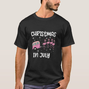 Camiseta Natal Em Julho Flamingo Trailer Verão Xmas Cam