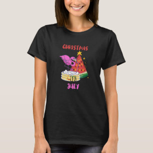 Camiseta Natal Em Julho Flamingo Watermelon Fruta Beach