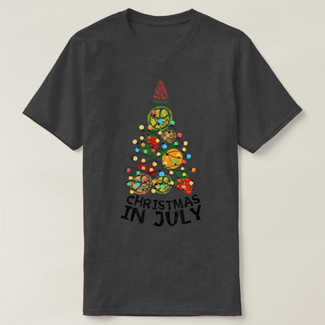 Camiseta Natal Em Julho fruta Árvore Xmas Árvore Teares De  (Frente do Design)