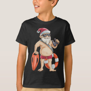 Camiseta Natal Em Julho Funny Santa Flutuador Verã